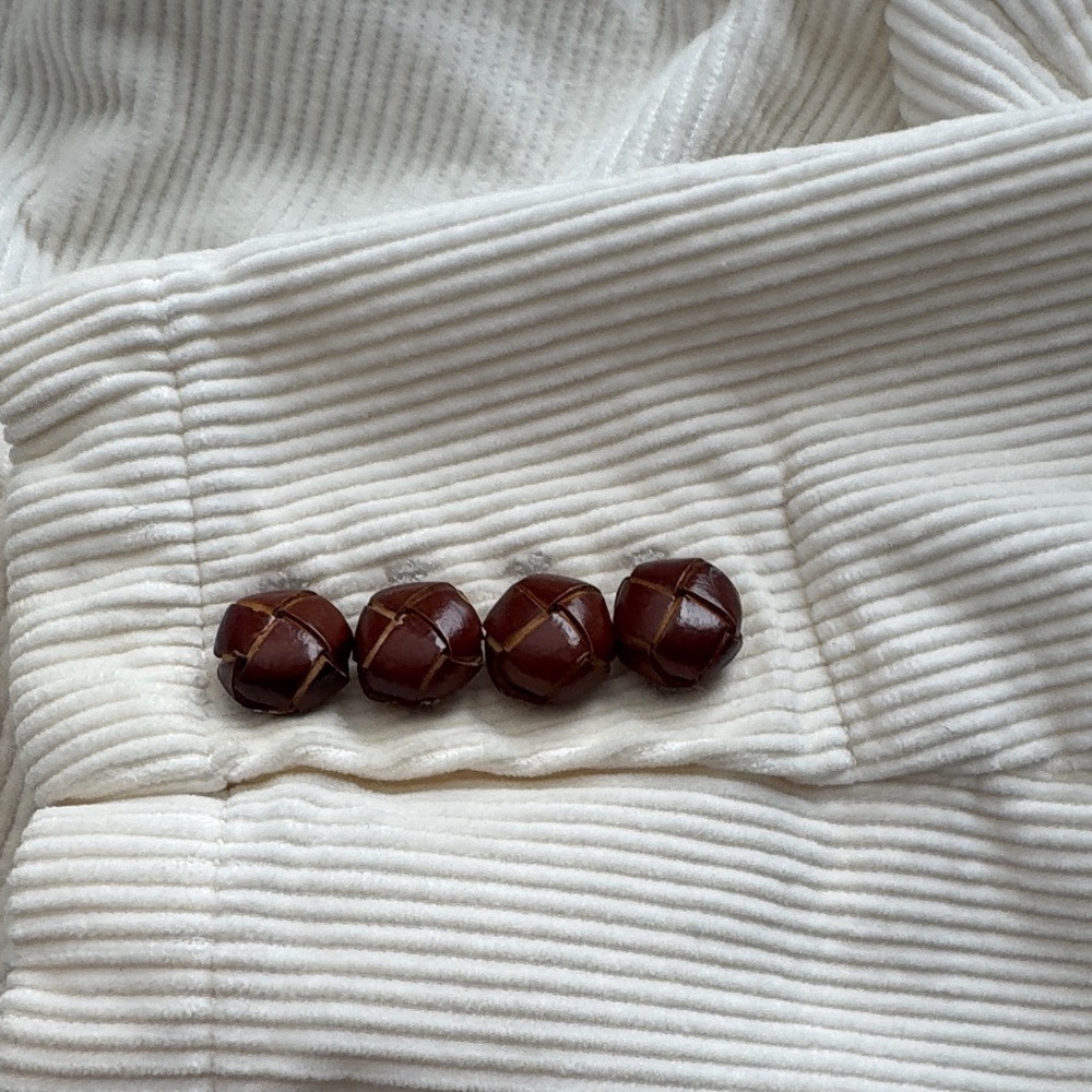 Vintage 100% Cotton J. Crew Cream Corduroy Blazer with Brown Buttons - Picture 5 of 7